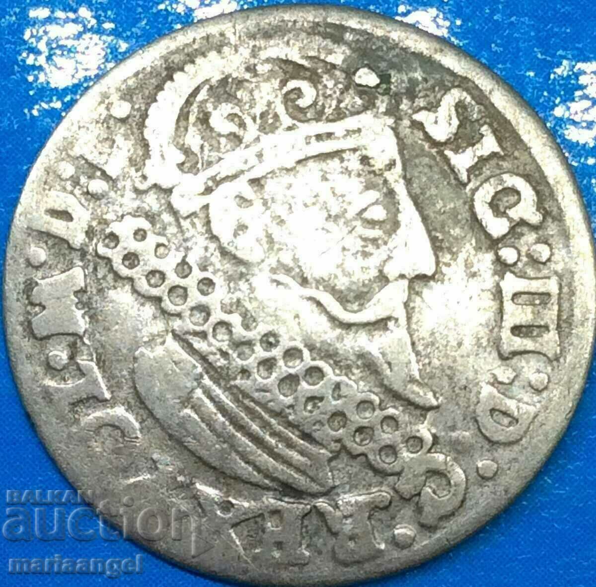 Полша 3 гроша (трояк) 1624 Сигизмунд III сребро - рядка - 7