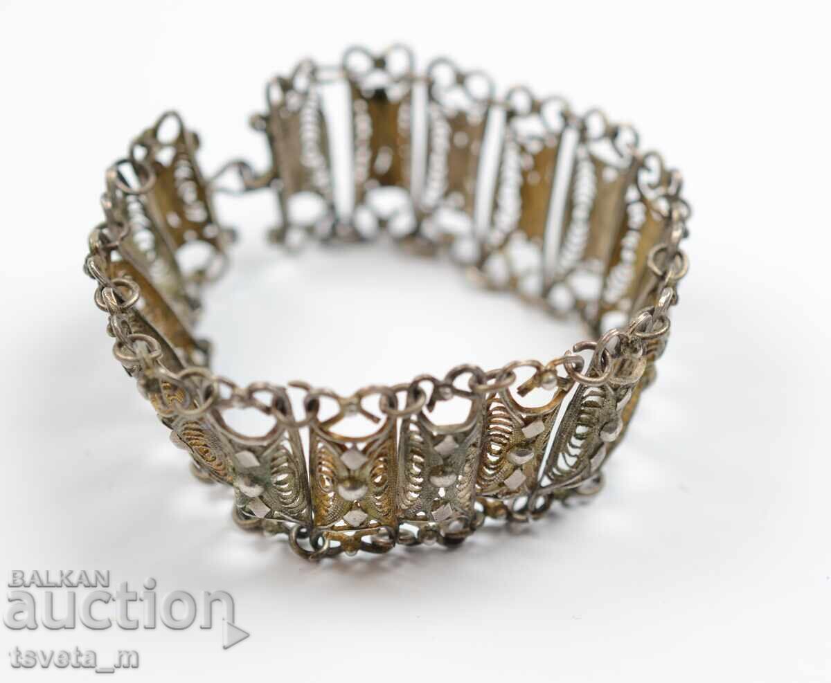 Auction Antique Silver Filigree Bracelet 19.3 g / Ag 900 Auction Antique Silver Filigree Bracelet 19.3 g / Ag 900