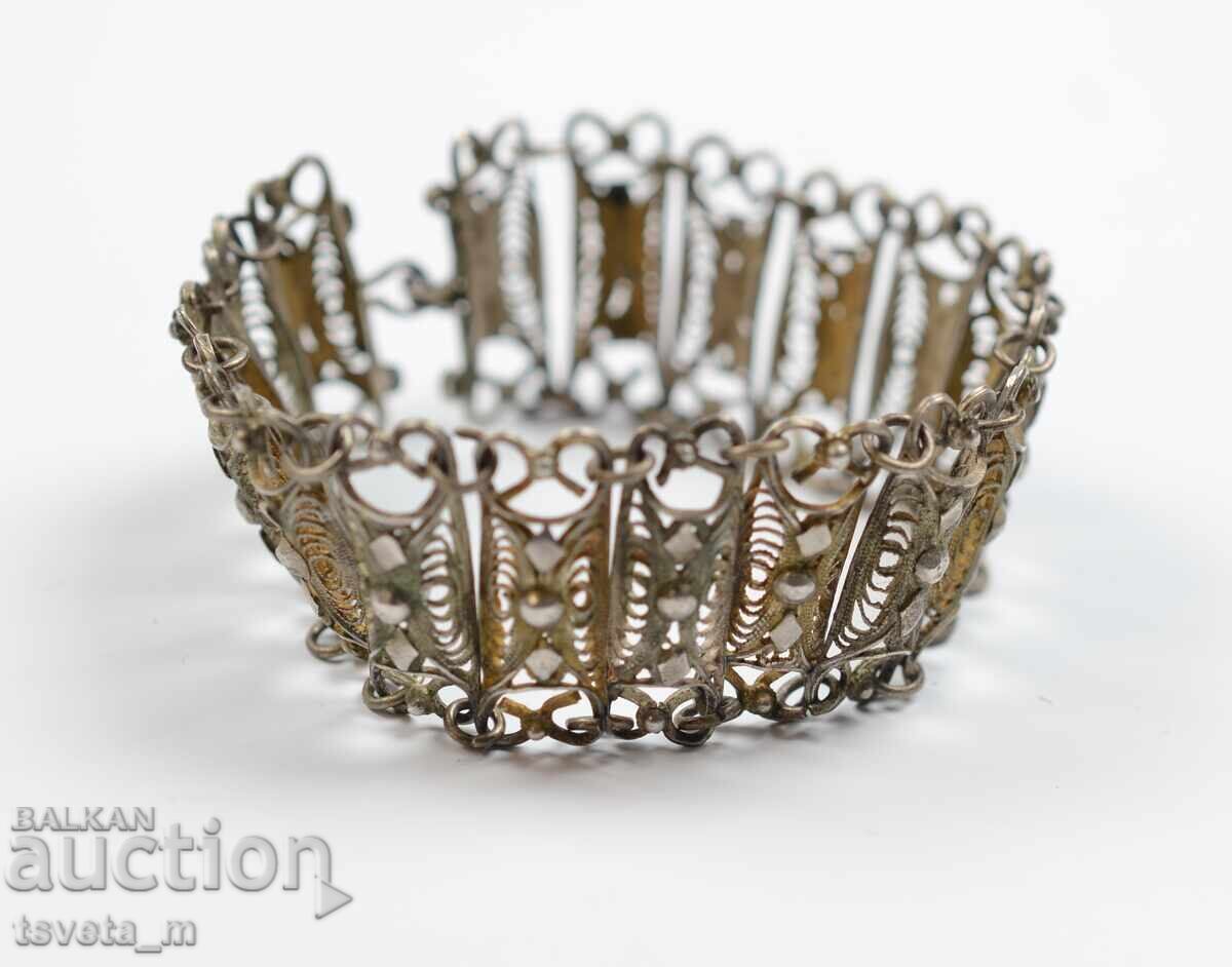 Delivery of Antique Silver Filigree Bracelet 19.3 g / Ag 900 Delivery of Antique Silver Filigree Bracelet 19.3 g / Ag 900