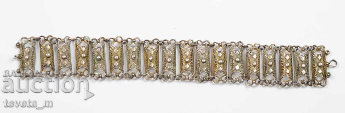 Antique Silver Filigree Bracelet 19.3 g / Ag 900 - 5 Antique Silver Filigree Bracelet 19.3 g / Ag 900 - 5