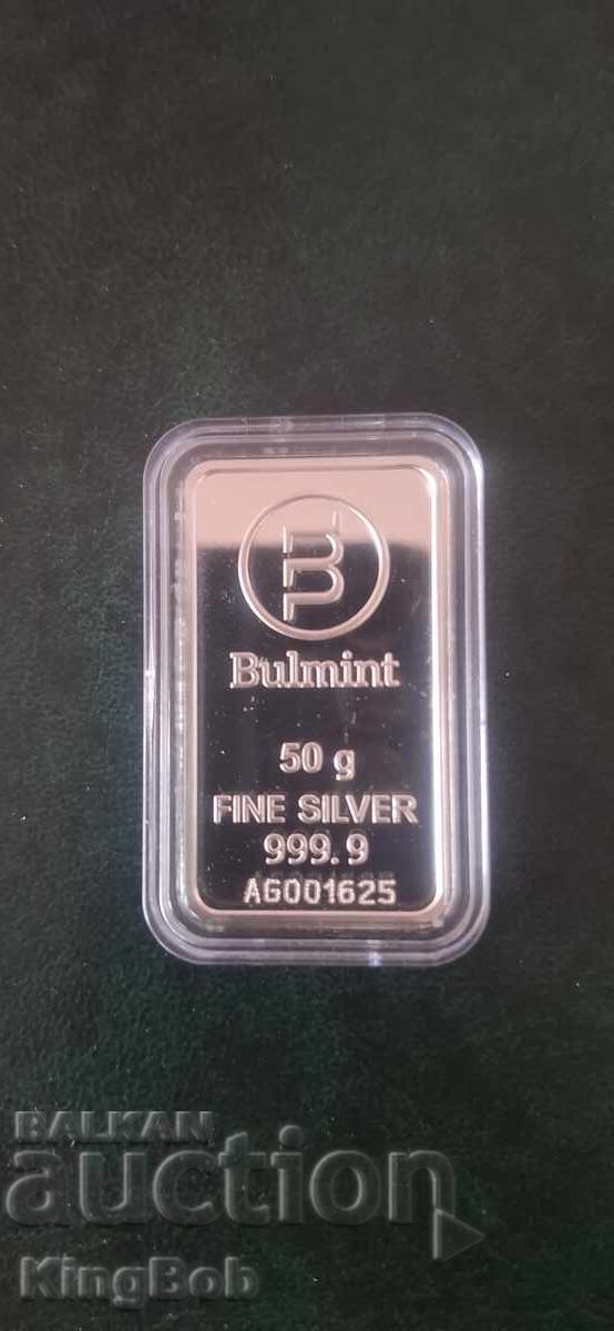 Lingou de argint "BULMINT" 50G 999.9 Lingou de argint "BULMINT" 50G 999.9