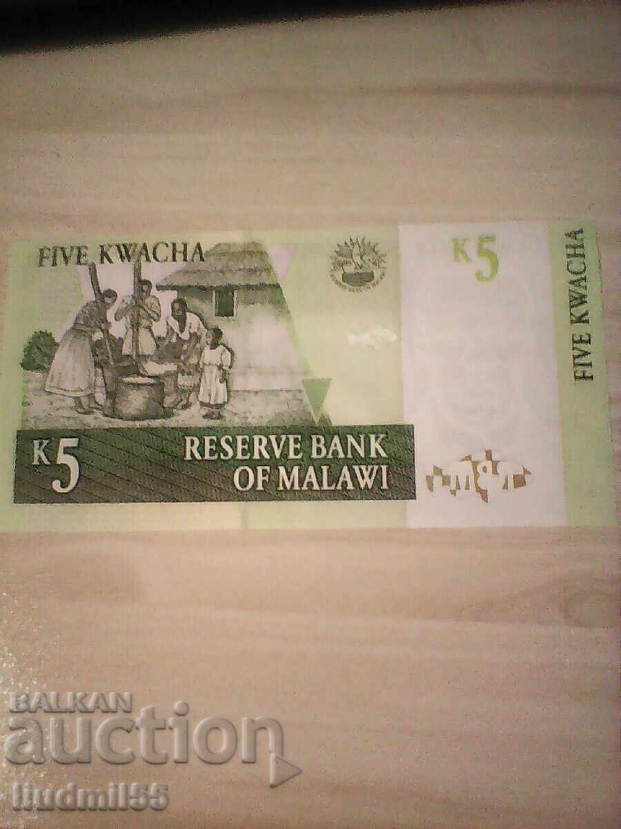 MALAWI 5 kwacha 2005 nouă cu preț € 1.50 | 2.93 BGN