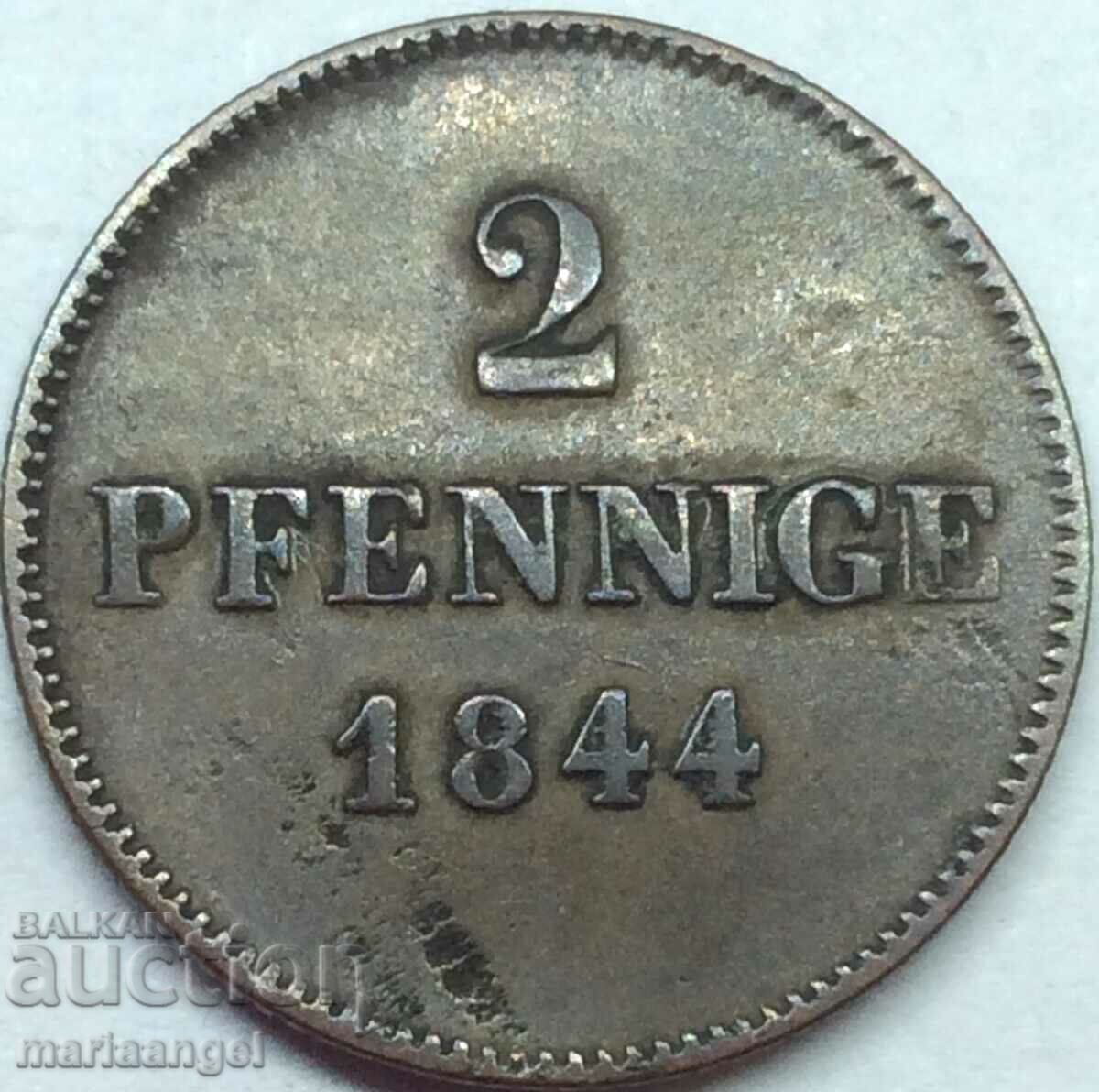2 πφενίγκ 1844 Γερμανία ΒΑΥΑΡΙΑ - ΣΠΑΝΙΟ - 6