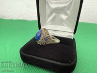 Unicat! Inel de argint cu email / aurire și lapis lazuli