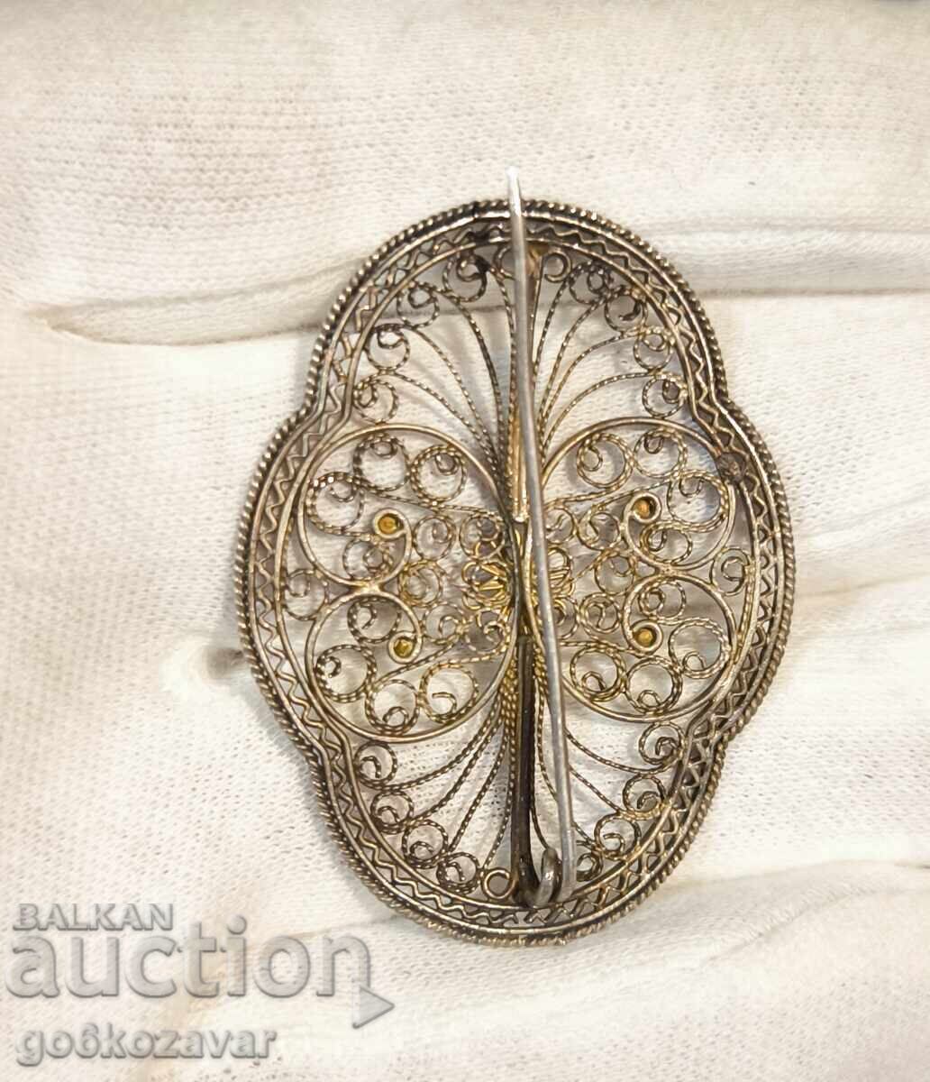 Livrarea Veche broșă din argint filigran, foare bună, probă înaltă!