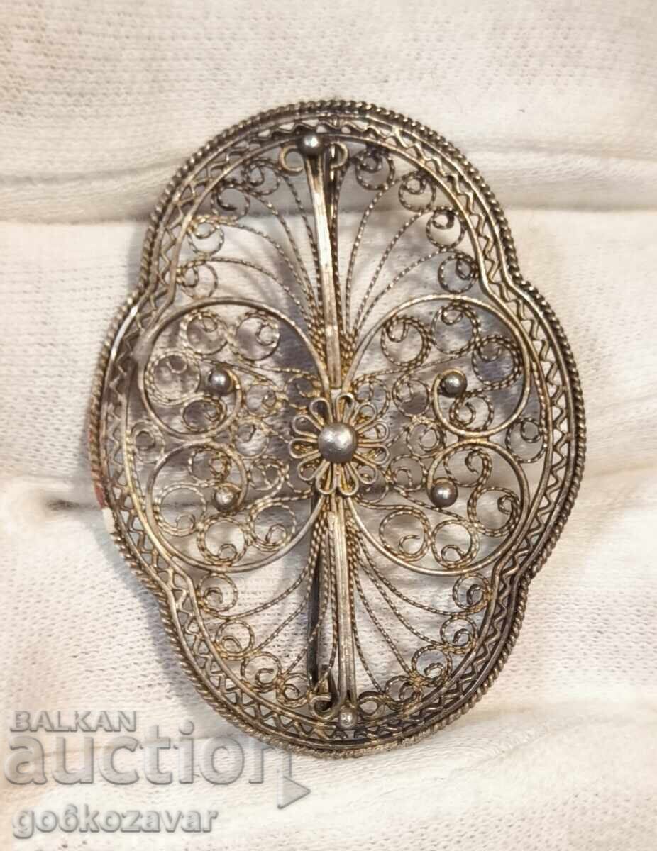 Veche broșă din argint filigran, foare bună, probă înaltă!