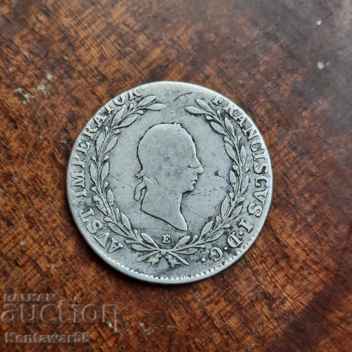 Austria-Hungary 20 Kreuzer 1825 E Silver
