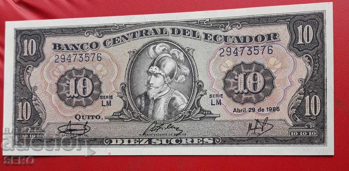 Τραπεζογραμμάτιο - Εκουαδόρ - 10 σούκρε 1986 Τραπεζογραμμάτιο - Εκουαδόρ - 10 σούκρε 1986