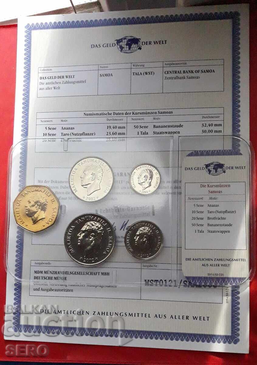 Samoa Islands - SET 2002 of 5 coins with price 26.00 BGN | € 13.29