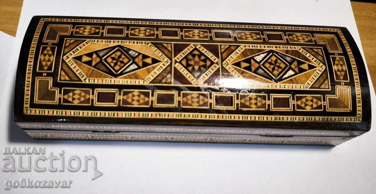 Παλιό ξύλινο κουτί με ένθετα, ! Ανθεκτικό, διατηρημένο σε καλή κατάσταση! - 5