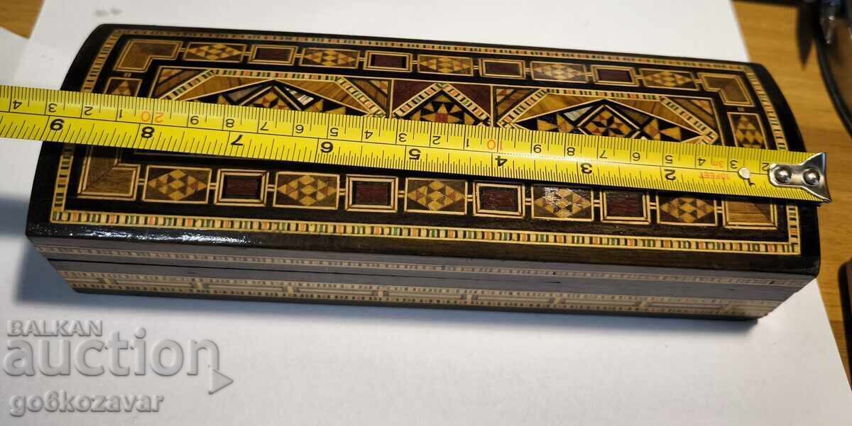 Παλιό ξύλινο κουτί με ένθετα, ! Ανθεκτικό, διατηρημένο σε καλή κατάσταση! - 6