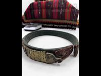 Revival belt silver, carved leather for restoration