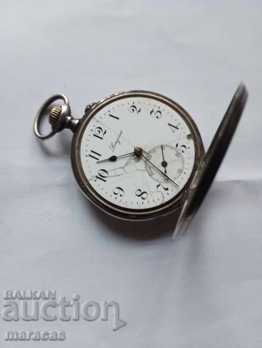 Стар сребърен джобен часовник Лонжин с цена 120.00 лв. | € 61.36 Стар сребърен джобен часовник Лонжин с цена 120.00 лв. | € 61.36