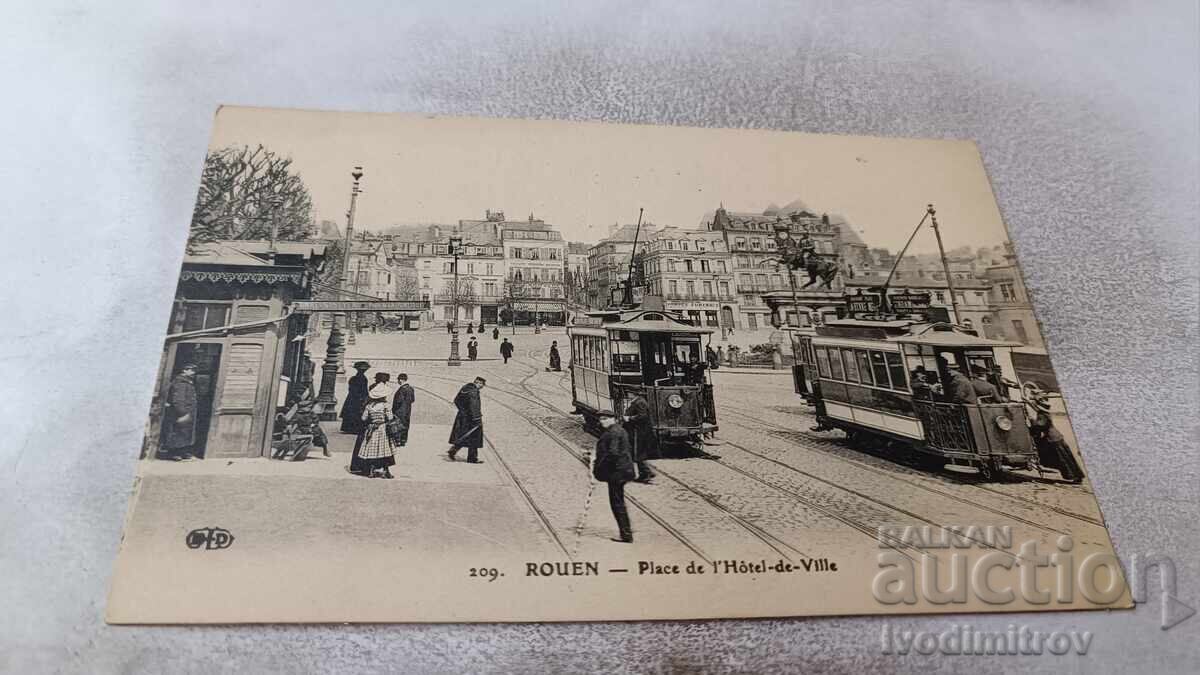 Γραμματόσημο Ρουέν Place de l'Hotel-de-Ville Γραμματόσημο Ρουέν Place de l'Hotel-de-Ville