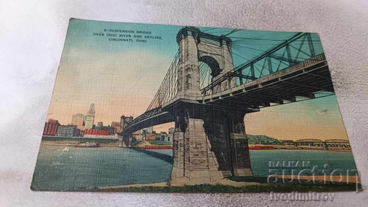 П К Cincinnati Suspension Bridge over Ohio River and Skyline П К Cincinnati Suspension Bridge over Ohio River and Skyline