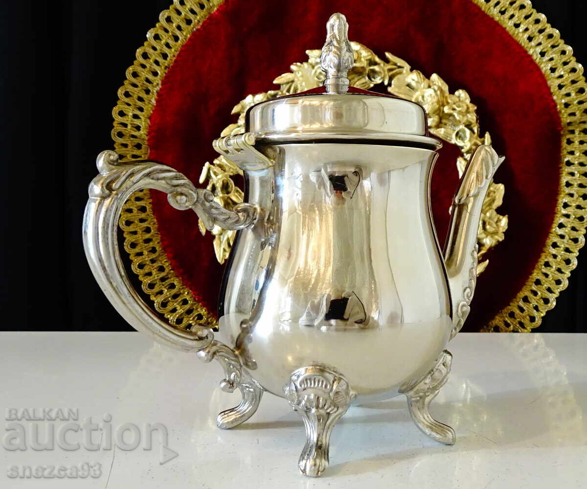 Δημοπρασία Βικτοριανή ασημένια κανάτα για καφέ, ρακί