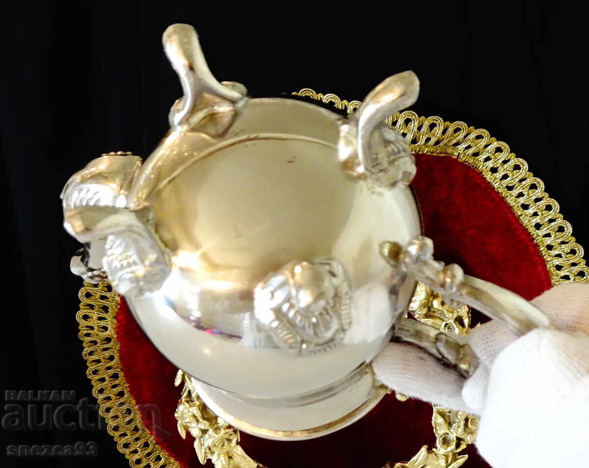 Βικτοριανή ασημένια κανάτα για καφέ, ρακί - 6