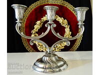 Sfeșnic triplu, sfeșnic triplu din cositor, Art Nouveau