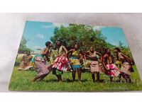 Cartolină poștală Africa Bărbați și femei dansând