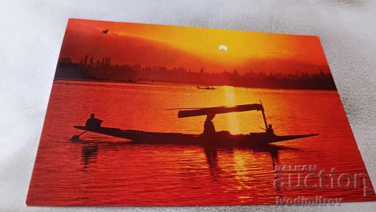 Carte poștală INDIA Apus de soare în Kashmir