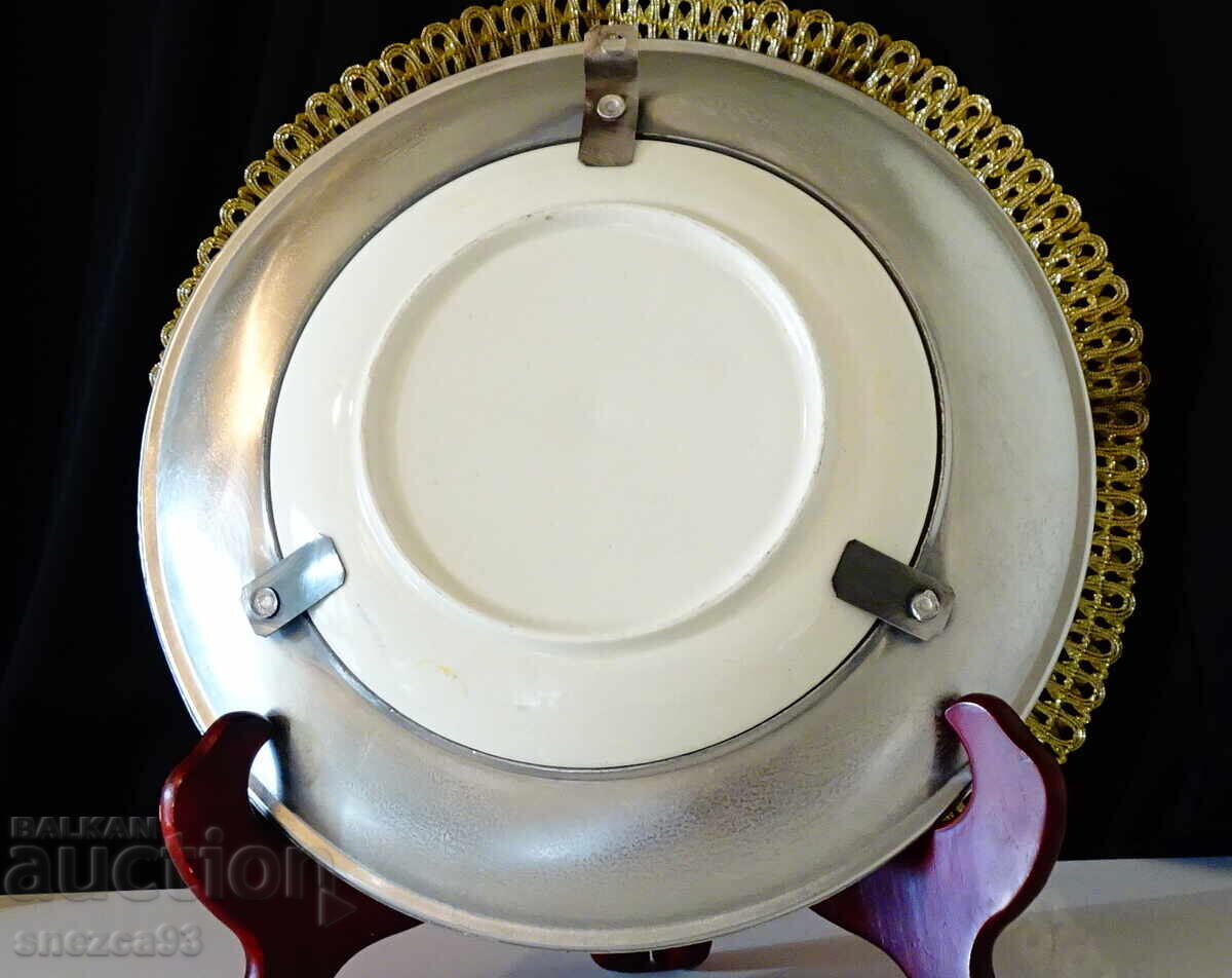 Ζωγραφισμένο πορσελάνινο πιάτο με κασσιτέρινη κορνίζα, πάνελ - 5