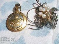 Broșă frumoasă și pandantiv placat cu aur