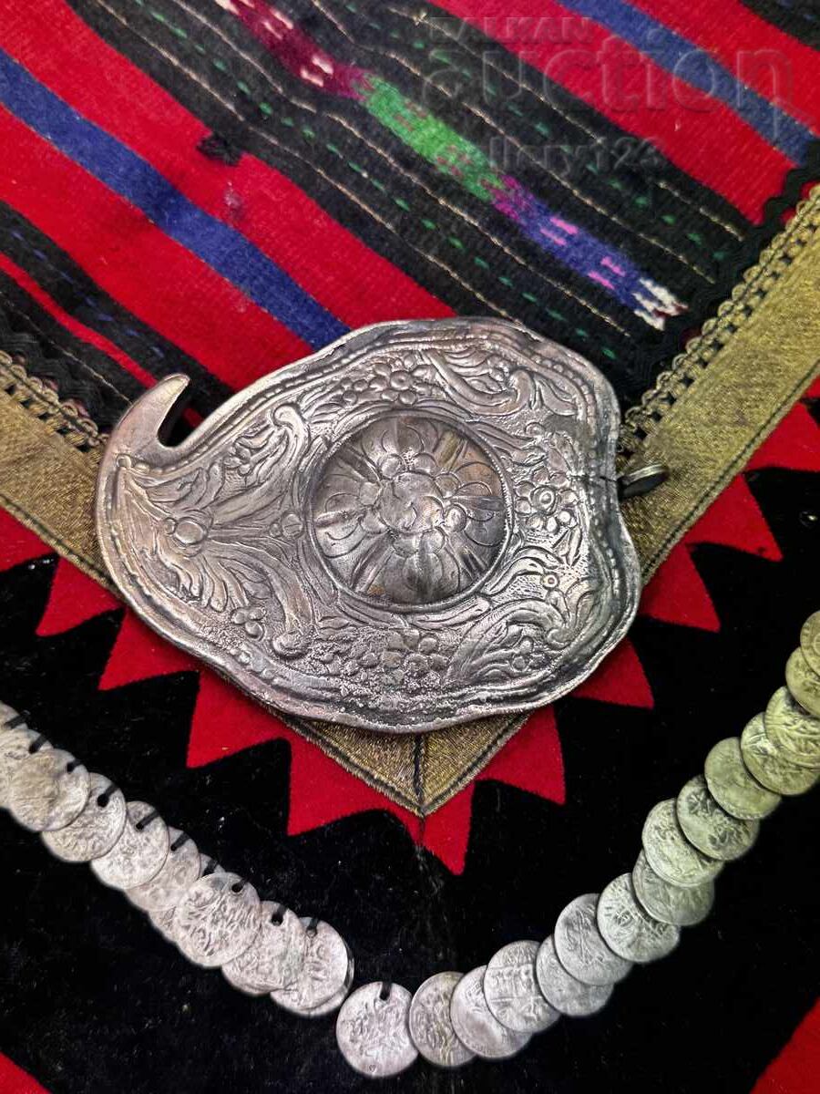 Revival-era buckle, single, silver, stamped, forged Revival-era buckle, single, silver, stamped, forged