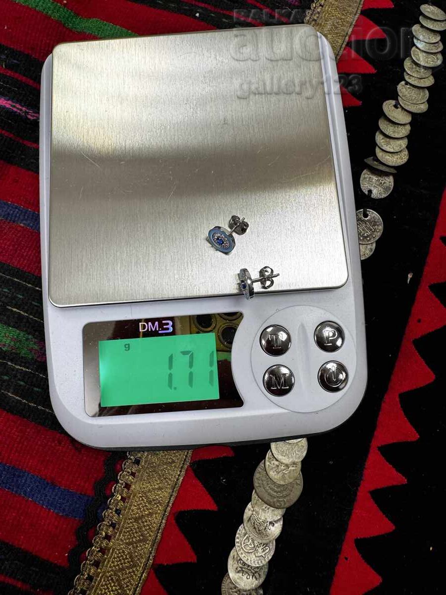 New 925 silver earrings with enamel, sapphire, rhodium-plated - 5 New 925 silver earrings with enamel, sapphire, rhodium-plated - 5