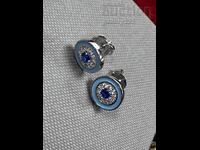 New 925 silver earrings with enamel, sapphire, rhodium-plated