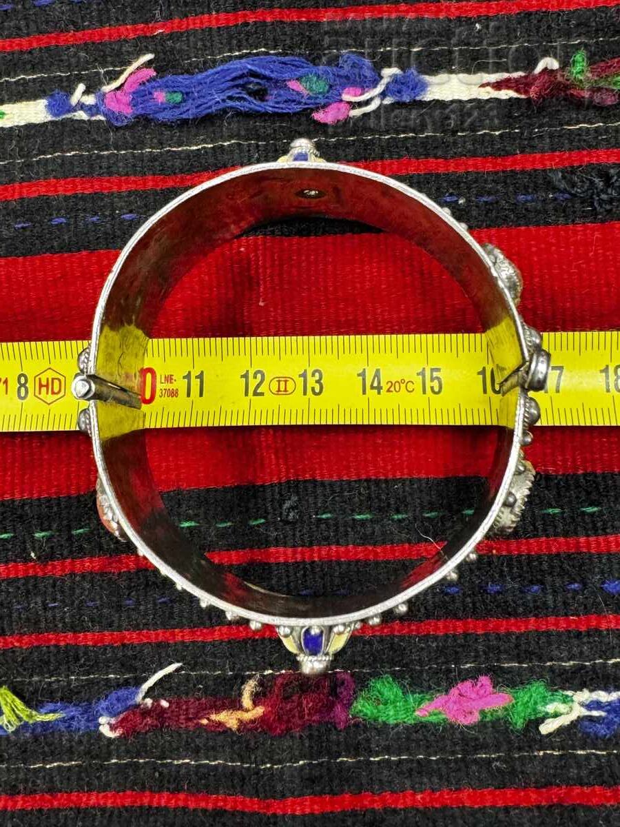 Antique silver bracelet with enamel and coral - 5 Antique silver bracelet with enamel and coral - 5