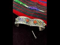 Antique silver bracelet with enamel and coral