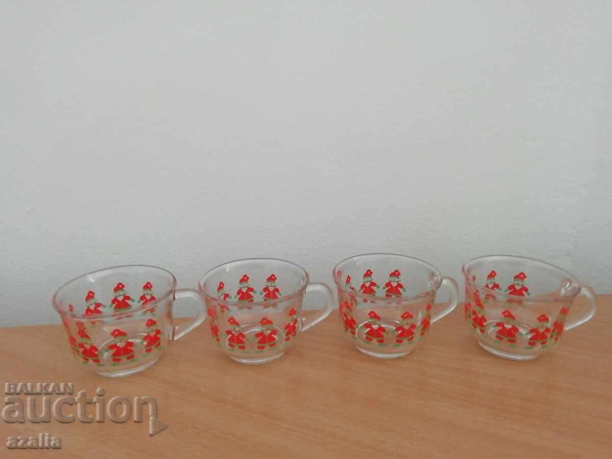 Livrarea 4 bucăți pahare de sticlă originale pentru vin fiert cu Moș Crăciun