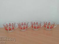 4 броя оригинални стъклени чаши за греяно вино с Дядо Коледа