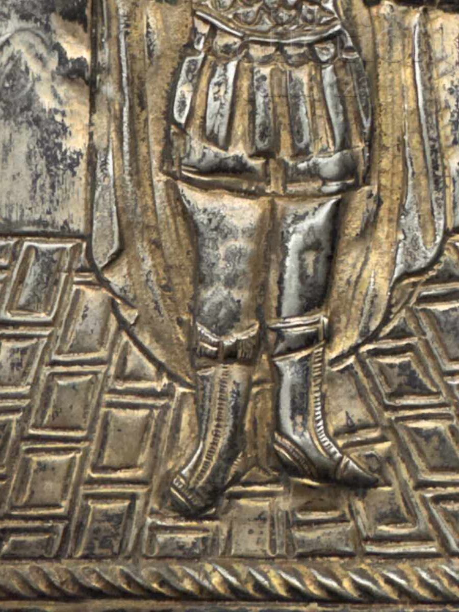 Silver Greek icon forged and painted 19th century with price 96.00 BGN | € 49.08 Silver Greek icon forged and painted 19th century with price 96.00 BGN | € 49.08