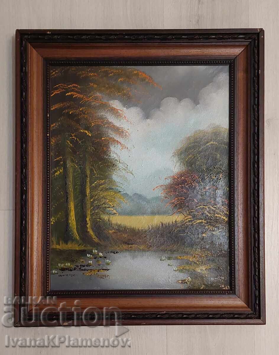 Painting, framed, wooden, 65cm x 55cm, for collectors Painting, framed, wooden, 65cm x 55cm, for collectors