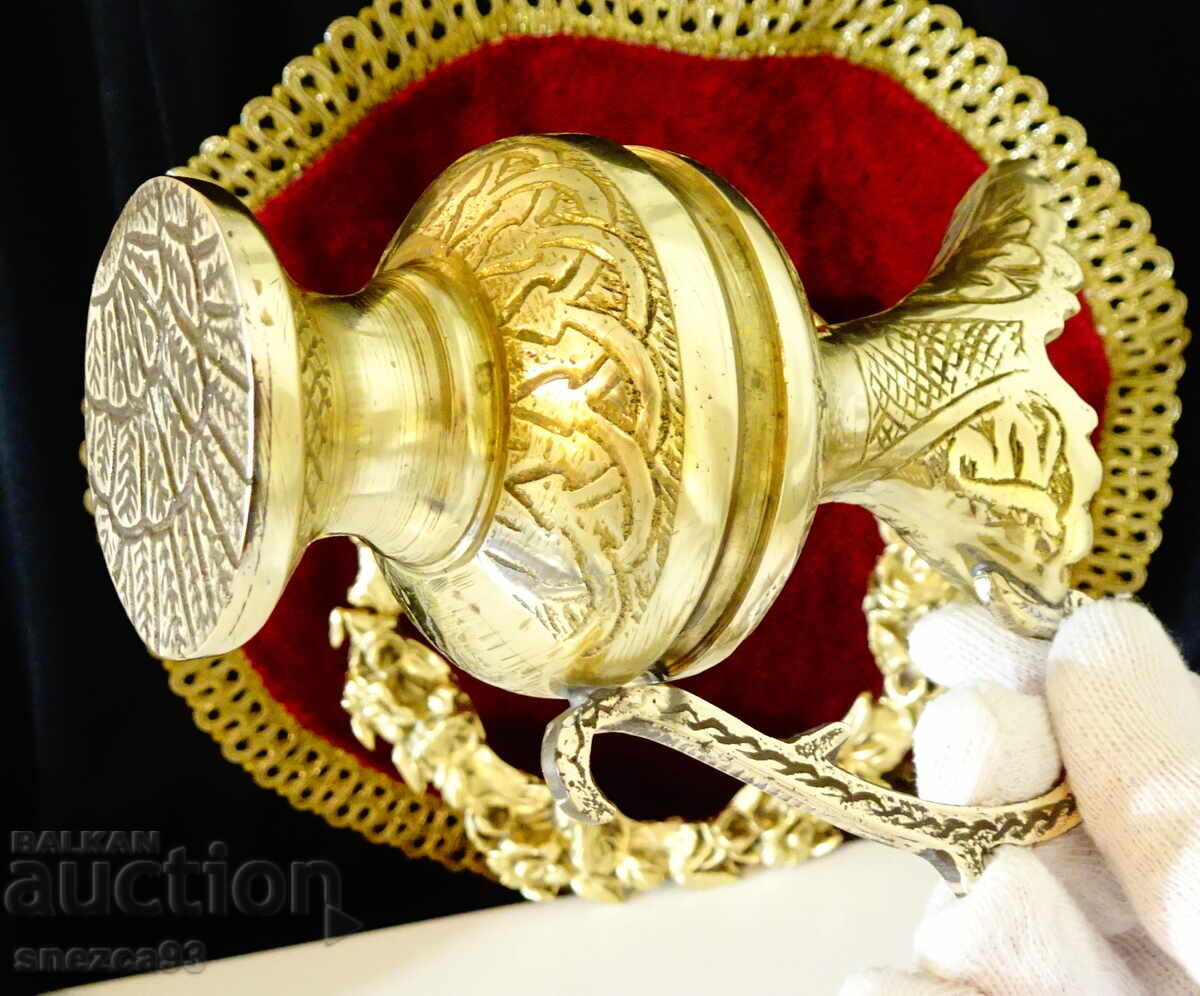 Περσικό μπρούτζινο κανάτι 320 γρ., αραβική καλλιγραφία - 6