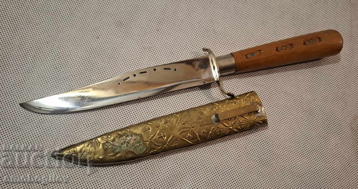 Παλαιό Κυνηγετικό Μαχαίρι με Μοναδικό Θήκη-Κοκάλινο με τιμή 48.00 BGN | € 24.54