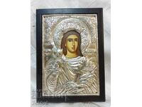 Solid silver icon of St. Barbara, 950 grade