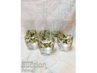 Set de pahare de cristal pictate manual cu ornamente aurite