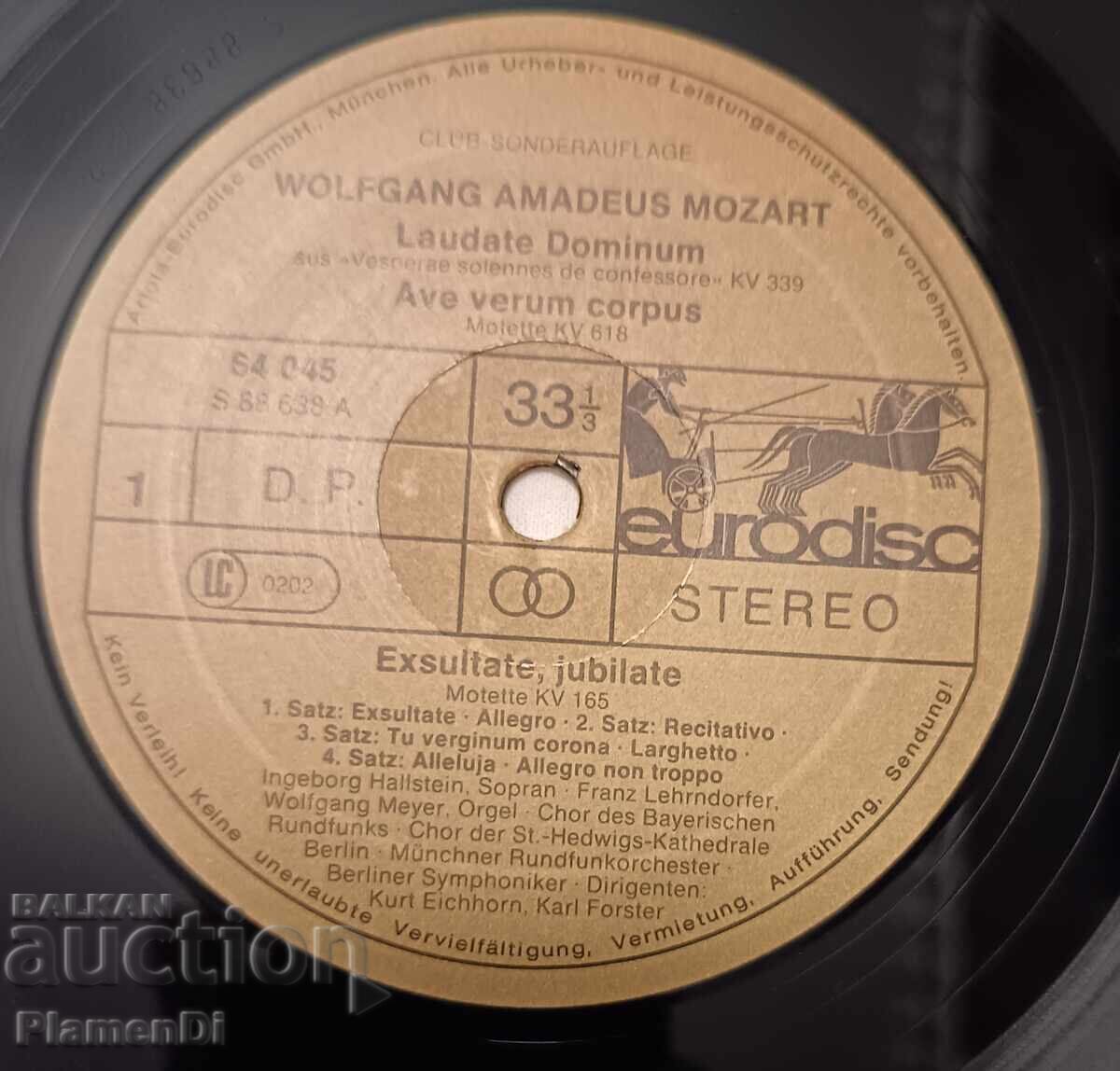 Disc de gramofon "Mozart - Laudate Dominum" - 6 Disc de gramofon "Mozart - Laudate Dominum" - 6