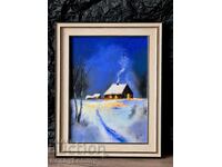 Winter Night, Original Painting, Pastel