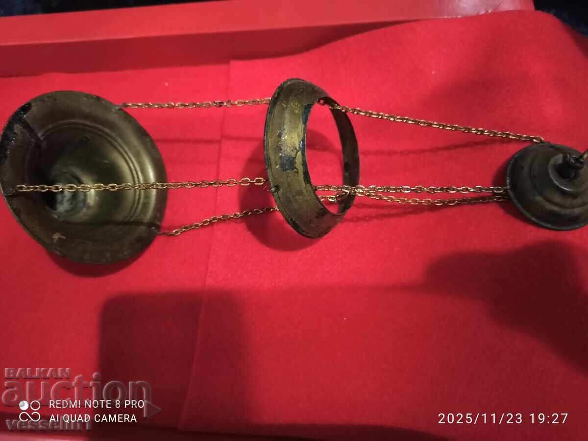 Old bronze oil lamp with price 54.00 BGN | € 27.61
