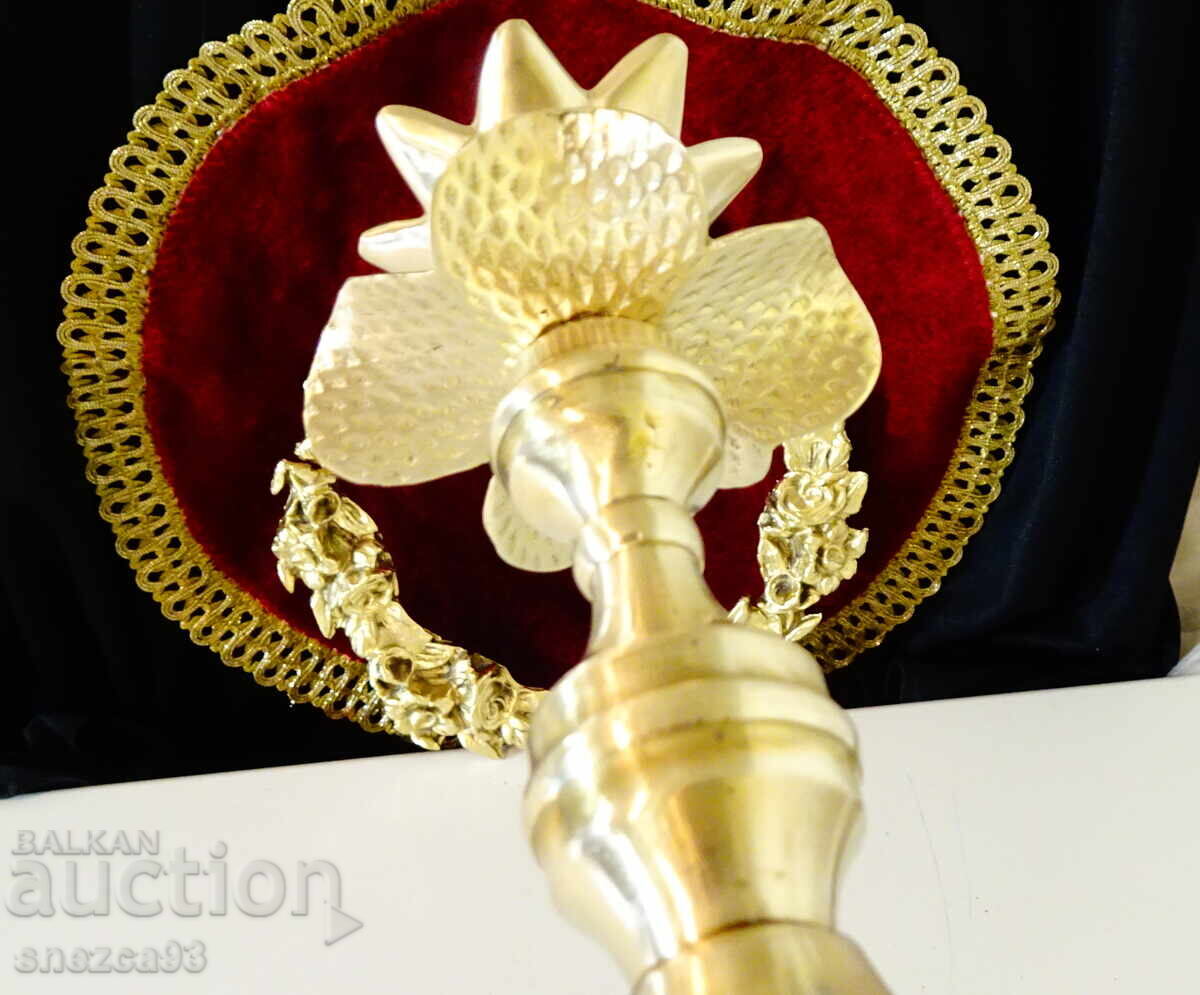 Δημοπρασία Βικτοριανό χάλκινο κηροπήγιο, λουλούδι