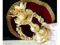 Sfeșnic victorian din bronz, floare