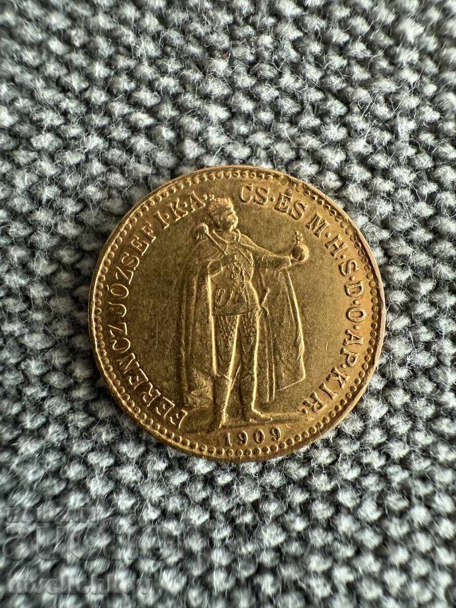 10 Coroane 1910 Ungaria (10 korona Ungariya) - (zlato) cu preț 962.00 BGN | € 491.86