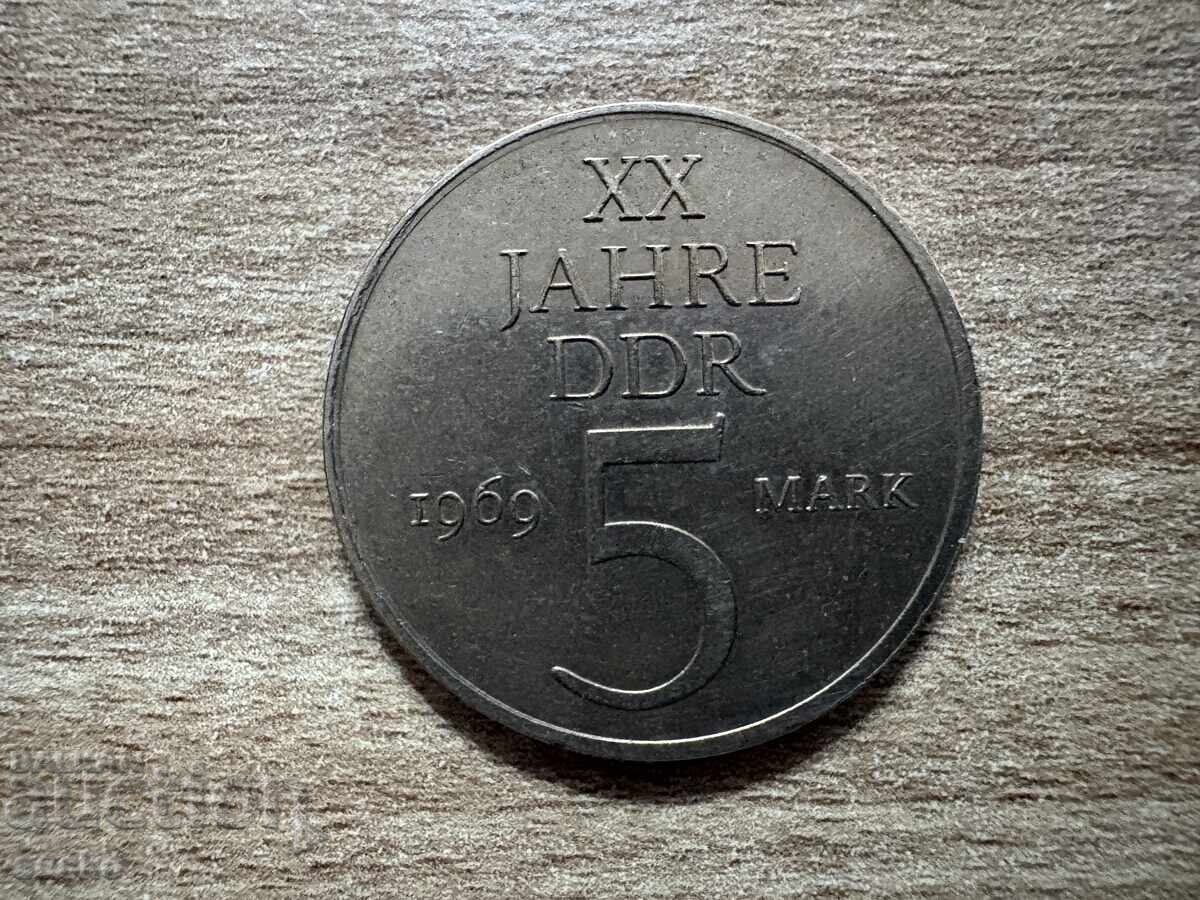 ΓΔΛ - 5 μάρκα (1969) - 20 χρόνια ΓΔΛ