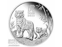 СРЕБРО 1/2 OZ 2022 АВСТРАЛИЯ - ЛУНАР ГОДИНАТА НА ТИГЪРА