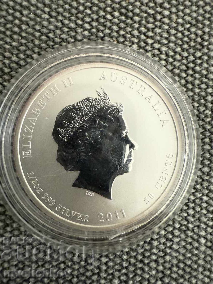 ΑΡΓΥΡΟΣ 1/2 OZ 2011 ΑΥΣΤΡΑΛΙΑ - ΣΕΛΗΝΙΑΚΟ ΕΤΟΣ ΤΟΥ ΛΑΓΟΥ - 5 ΑΡΓΥΡΟΣ 1/2 OZ 2011 ΑΥΣΤΡΑΛΙΑ - ΣΕΛΗΝΙΑΚΟ ΕΤΟΣ ΤΟΥ ΛΑΓΟΥ - 5