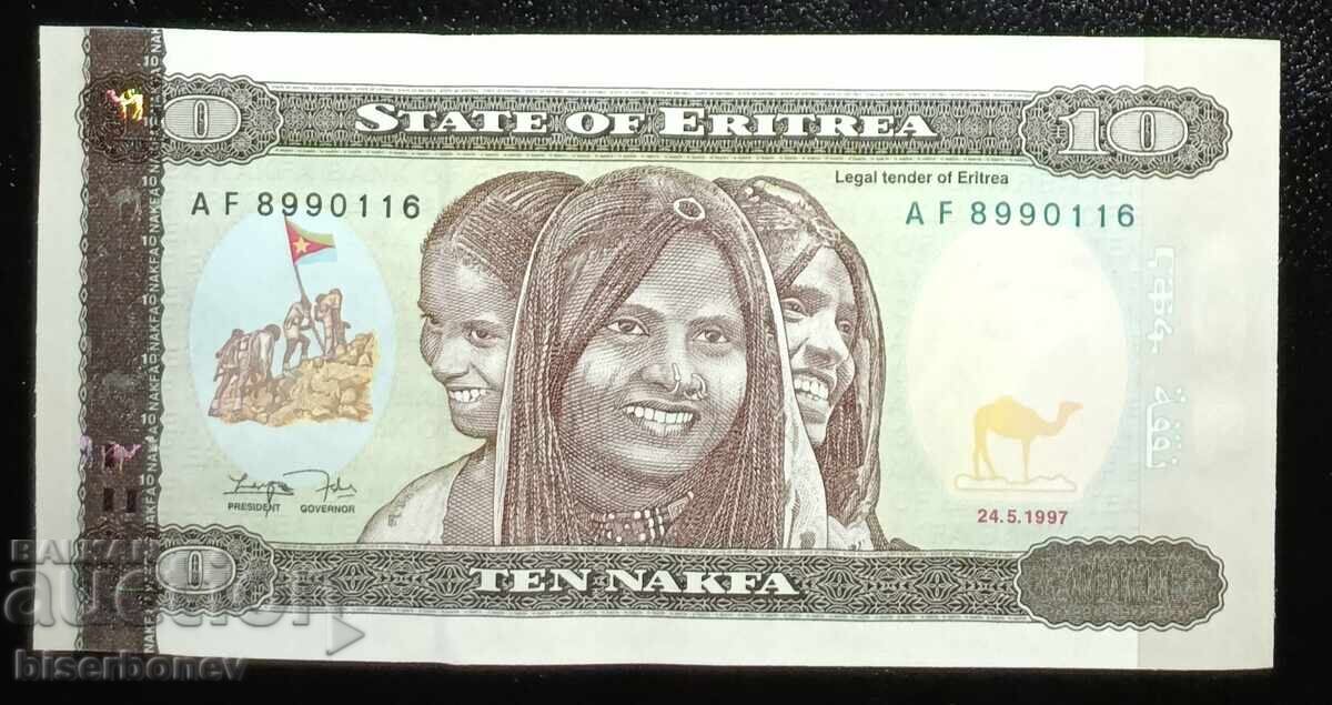 Eritrea, Еритрея, 10 накфа 1997 г, UNC