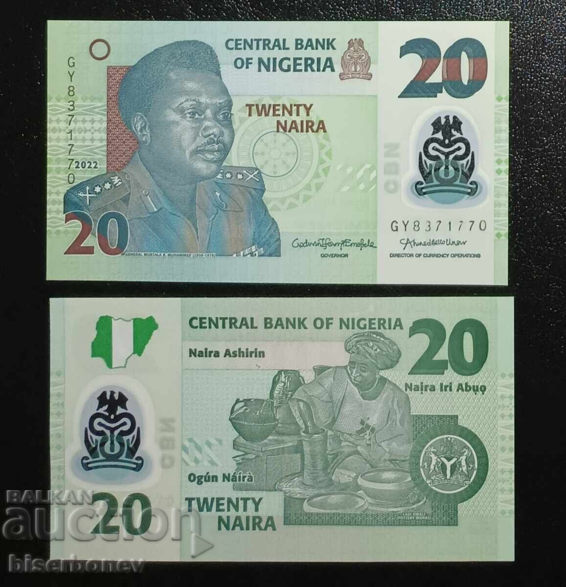 Nigeria, Nigeria, 20 naira 2022, UNC Nigeria, Nigeria, 20 naira 2022, UNC